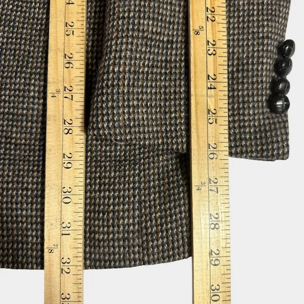 Vintage TWEED WOOL Men’s Blazer 40L Gray Sport Coat Two‑Button Jacket Brown